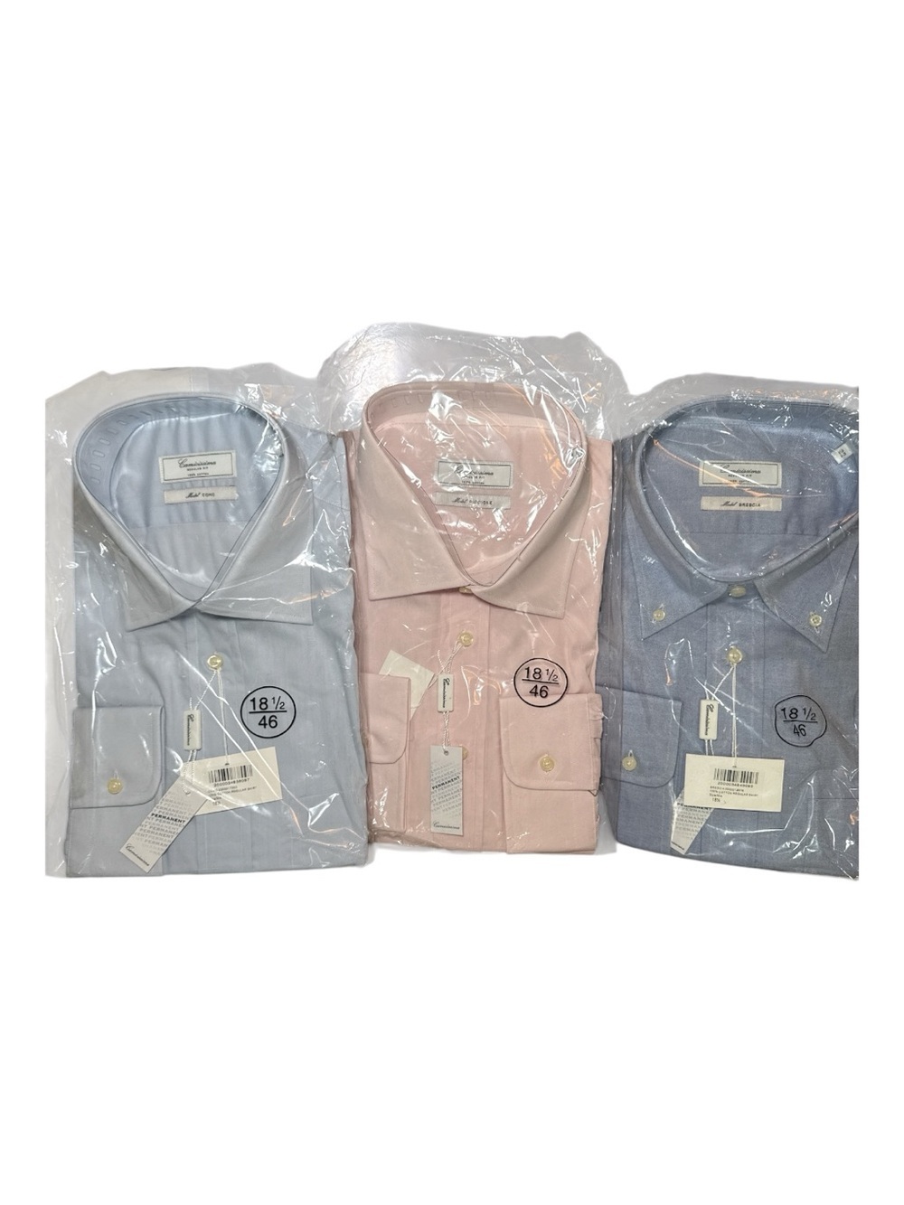 NEW! Camicissima LOT OF 3 Long Sleeve Dress Shirts 18.5 Regular Fit Blue